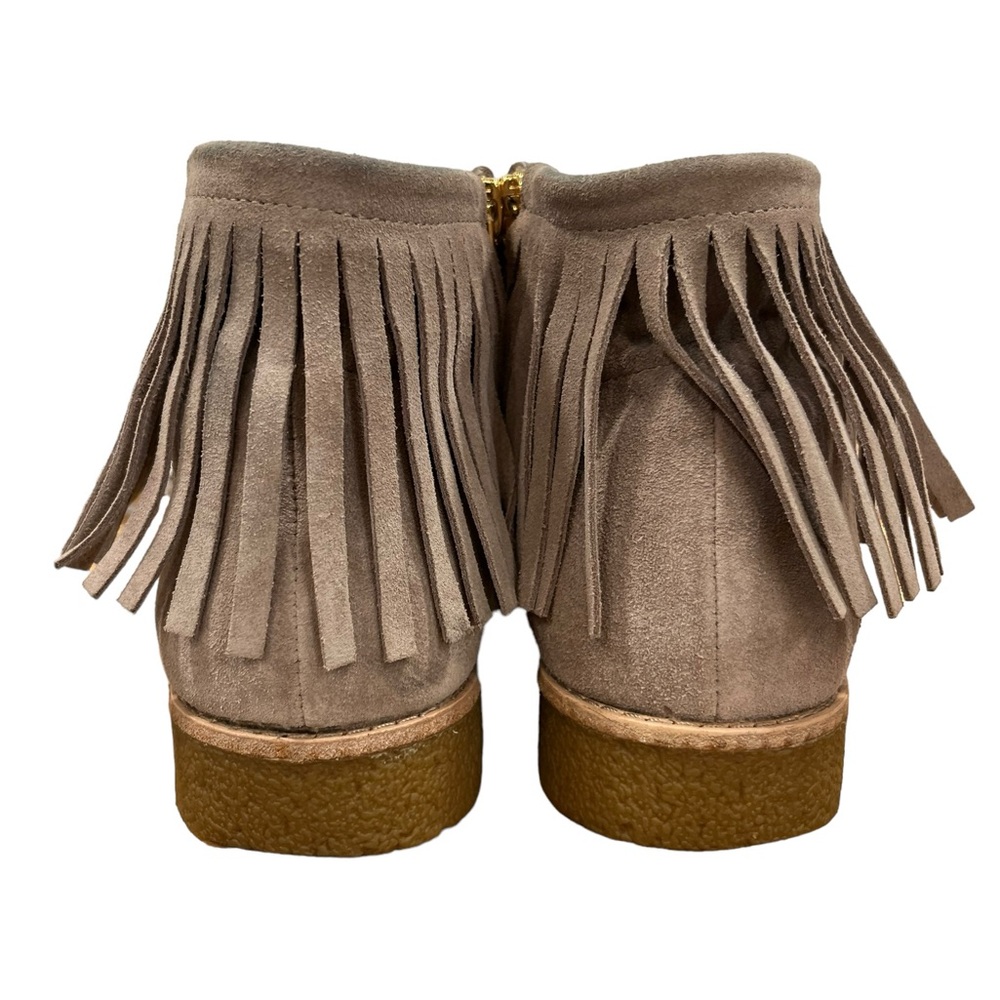 Kate Spade Fringe Suede Ankle Boots Taupe Boho Western Festival 7.5 - Picture 5 of 11